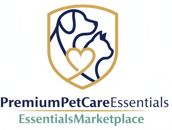 Create a unique logo, white background for PremiumPetCareEssentialsMarketplace